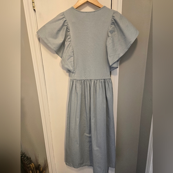 Zara Ruffled Dress Light Green Size Small - Picture 15 of 16